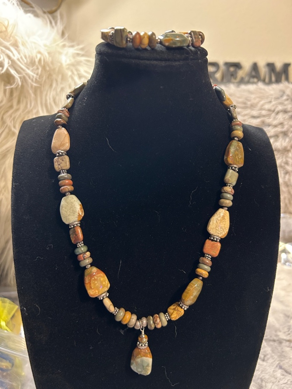 Handcrafted Multitone Jasper Beaded Necklace in Earthy Brown & Green